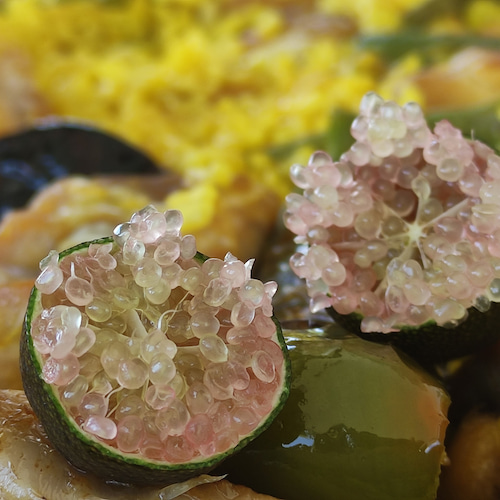 caviar cítrico abierto y se va a utilizar en la paella