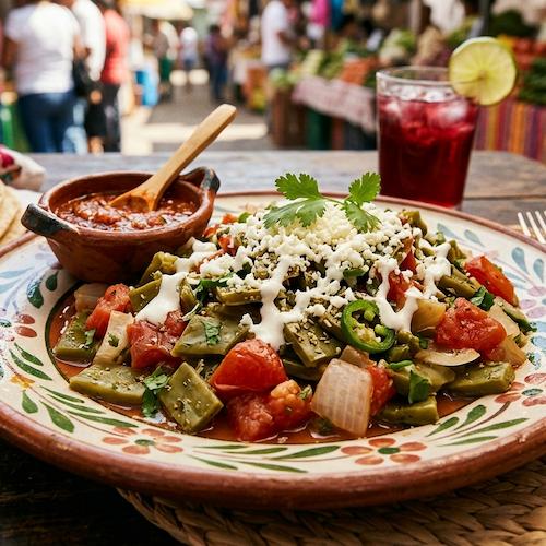 receta mejicana realizada con nopales salteados