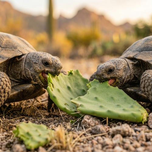 tortugas comiendo nopales.